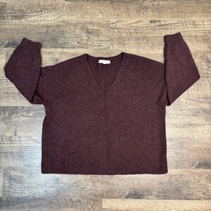 LOFT Deep Burgundy V-Neck Sweater